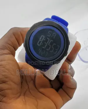 Blue Rubber Strap Digital Men's Wrist Watch