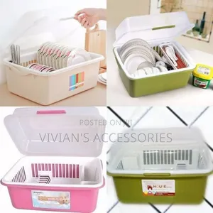 Plastic Plates Rack With Cover
