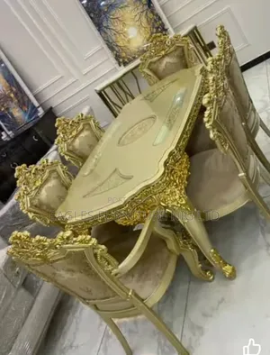 Topnotch Turkish Golden Royal Wooden Dinning Table With 6 Chairs