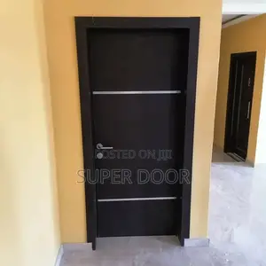 Dark Brown HDF Door With Frame Only