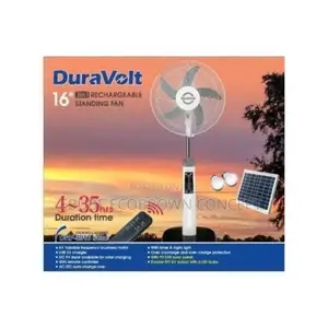 Dura Volts 16 Inches Solar Rechargeable Standing Fan Ac/Dc