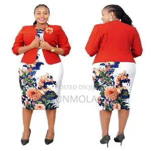 3 in 1 Ladies Dress Suit Jacket+Printed Dress