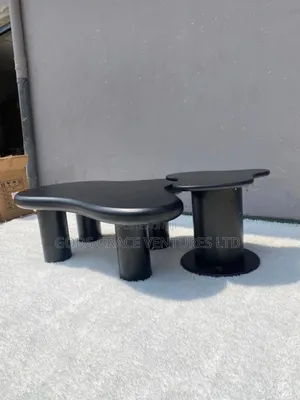 Black Moon Table and Stool Set—Modern Living Room Furniture