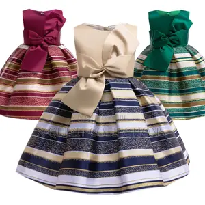 Girls’ Satin Stripe Glitter Formal Dress (2y-9y)