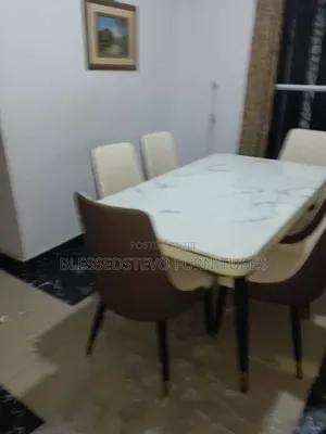 Brown Marble Dining Table With 6 Chairs