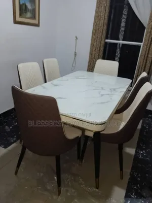 6 Sitter Marble Dining Table Brown Color