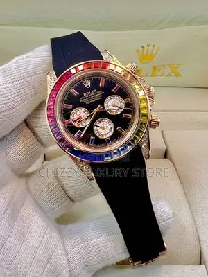 Rolex Quality Luxury Men Rainbow Face Water Resistance Wristwatch