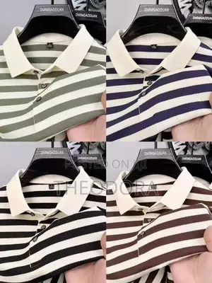 Men’S Classic Striped Polo Shirt, Premium Quality