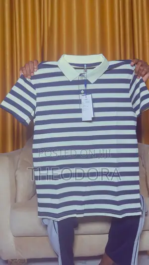 Men’S Classic Striped Polo Shirt, Premium Quality