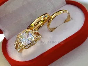 Gold Plated Steel Proposal/Wedding Rings Gl 67