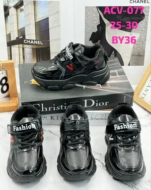 Children’S All-Black Athletic Shoes Size 25 to 36