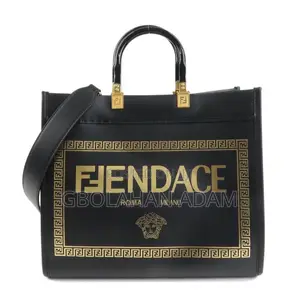 Authentic Fendi Versace Fendace Leather Sunshine Medium Tote Bag
