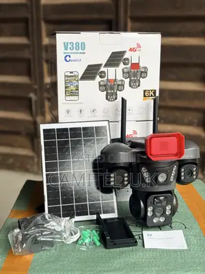 V380 Pro 3-Lens Intelligent Solar Energy Alert PTZ Camera With Alarm