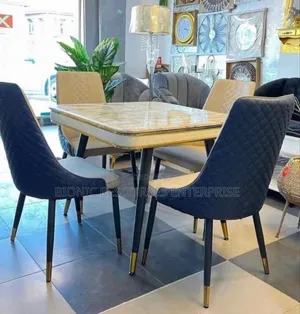 Tick Marble Dining Table Set With 4 Seaters