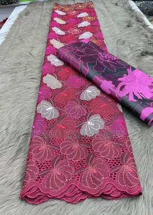Red N Green Only Swiss Voil Lace With Diamond Stone