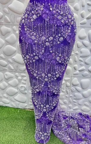 Purple Color Only Luxury Full Hand Beaded Lace
