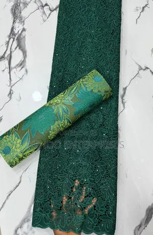 Pink N Green Swiss Chiffon With Embroidery Lace