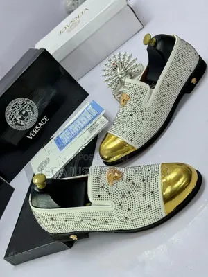 High Quality Versace Men's Studded White Flat Shoes