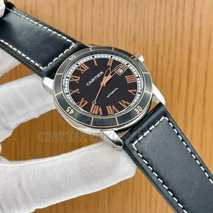 Cartier Quality Luxury Men Genuine Leather Automatic Engine Wristwatch