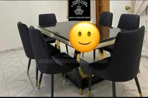 Black Imported Dining Table Set With 6 Seaters