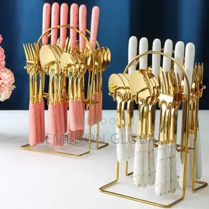 24-Piece Gold-Plated Stainless Steel Cutlery Set