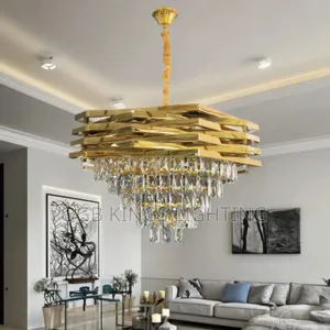 Gold Round Modern Crystal Ceiling Chandelier Led Crystal Light