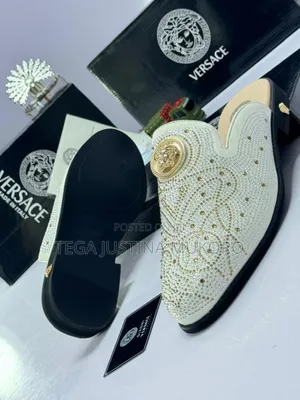 Versace Men's Studded White Half Shoe