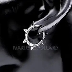 925 Sterling Silver Spikes Goth Punk Men’S Women’S Round Hoop Earrings
