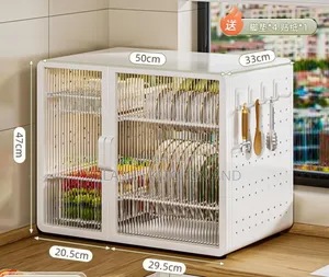 Kitchen Cabinet With Door Dust-Proof Rack Countertop Tableware Storage