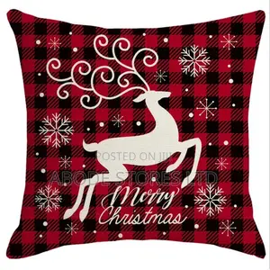 Reindeer Plaid Christmas Throw Pillow