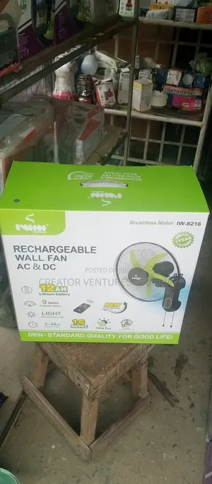 Iwin Rechargable Ac/Dc Wall Rechargable Fan,16",5-48 Working