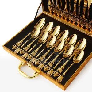 24pcs Gold Box Royal Vintage Cutlery