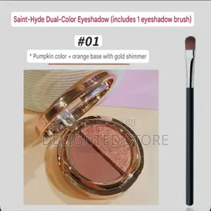 Pumpkin Two-Tone 01# Orange Base With Gold Shimmer Eyeshodow+Brush