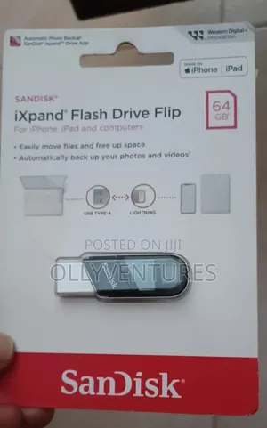 Sandisk Ixpand Flash Drive Flip 64gb for iPhone,iPad and Computers