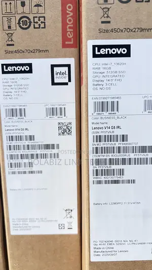 New Laptop Lenovo V14 G4 IRU 16GB Intel Core I7 SSD 512GB