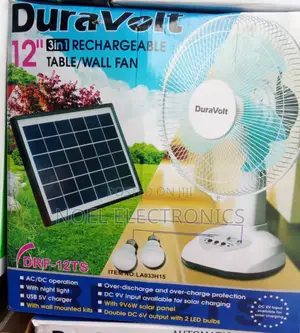 Duravolt 12" 3-in-1 Rechargeable Table Fan