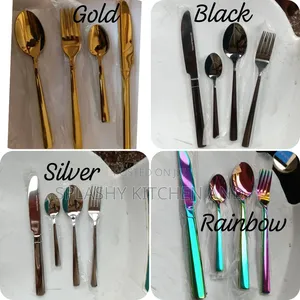 Gold/Black/Rainbow/Silver Cutlery Set