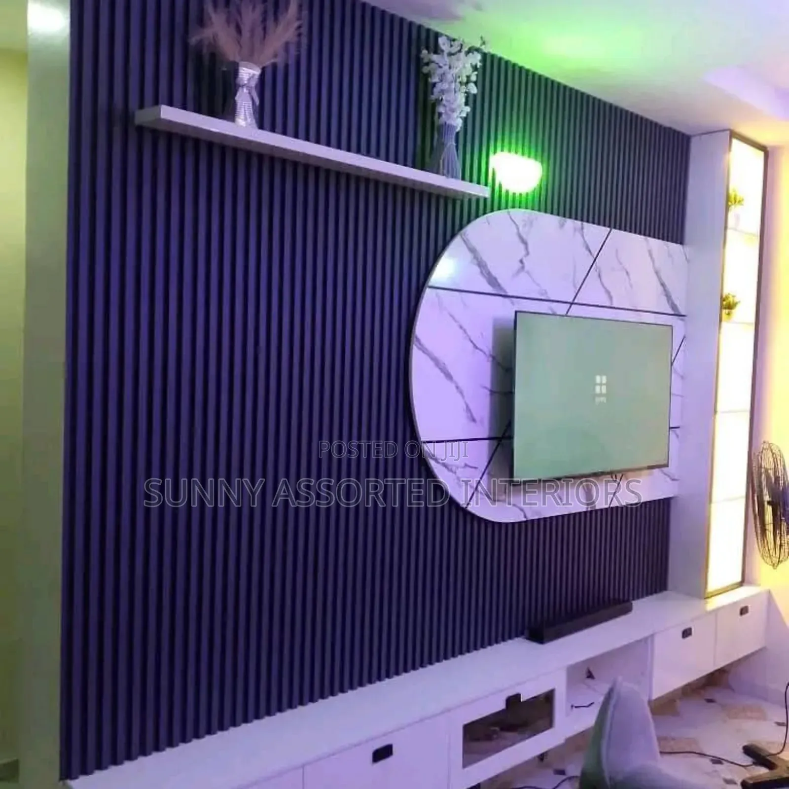 Tv Console With Blue Design
