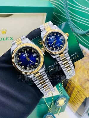 Rolex Man and Woman Watches "Silver and Gold Mix Chain Set" 