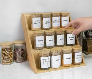 12-in-1 Glass Jar Bottles Airtight With Tight Lid + Bamboo Stand