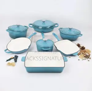 7-in-1 Cast Iron Enamel Cookware Set – Premium Non-Stick Pots Pans