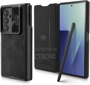Samsung Galaxy Z Fold 7 Leather Wallet Case With Card Slot And S Pen.