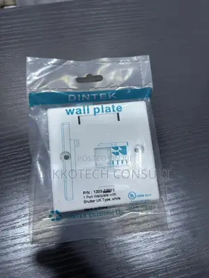 Dintek Single Face Plate – 1-Port Wall Network Outlet