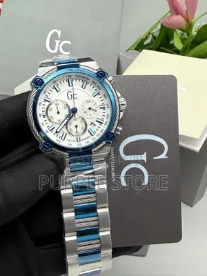 Gc Solid Quality Chronograph Watch Silver and Blue Strap