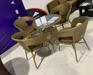 Outdoor Rattan Set (Glass Table and 4 Chairs)