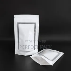 White Strip Food Packaging Pouches.