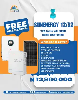 Itel 12kw Inverter/32kwh Lithum Battery Solar System