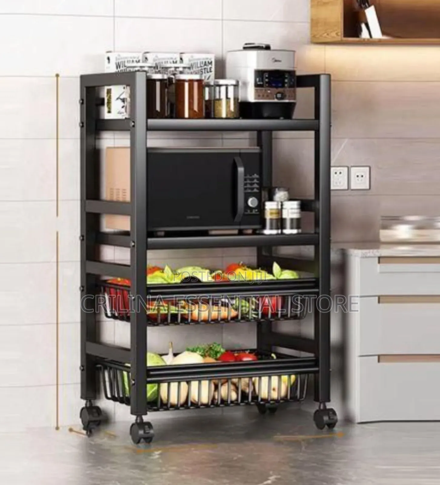 4 Layer Rack With Basket and Wheels