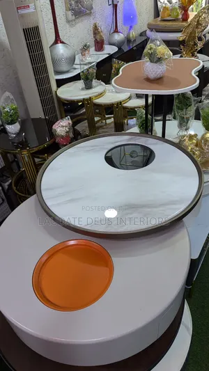 Contemporary 2 in 1 Revolving Marble Top Centre Table