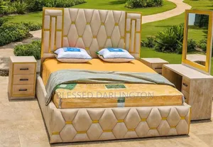 Complete Set of 6/6 Cream Bed Frame With Dressing Mirror
